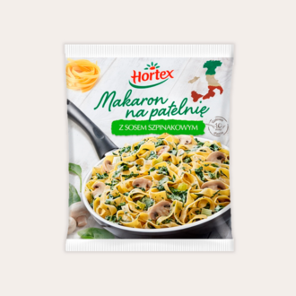 Pasta for frying with spinach sauce